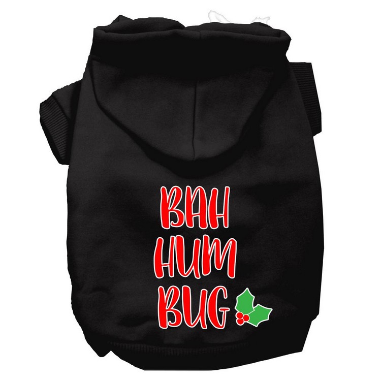 Bah Humbug Screen Print Dog Hoodie Black XS